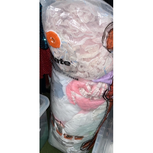 540 - Large collection of net petticoats, mostly pink (1 bag and 1 box)