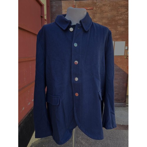 1161 - Four men's military/police style navy wool short coats, handmade in England by Private White V.C. Ma... 