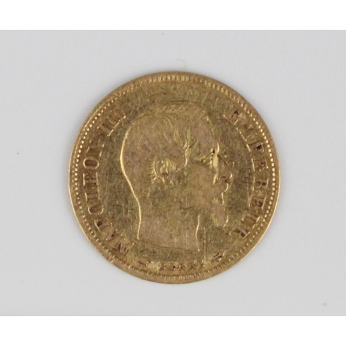 909 - France Napoleon III 1857 gold 10 Francs, 3.2g