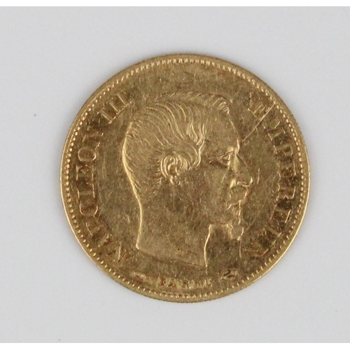 910 - France Napoleon III 1858 gold 10 Francs, 3.2g