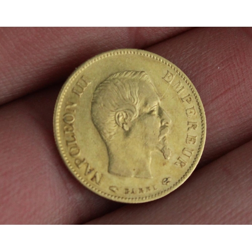 910 - France Napoleon III 1858 gold 10 Francs, 3.2g