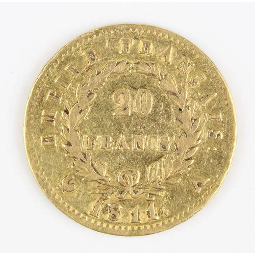 914 - France Napoleon I 1811 gold 20 Francs, 6.4g