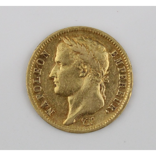 915 - France Napoleon I 1812 gold 40 Francs, 12.9g