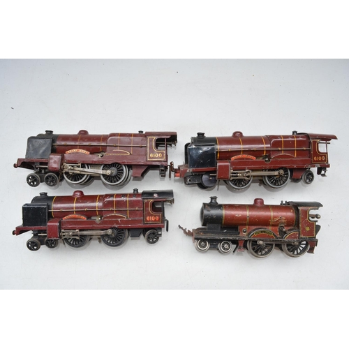 220 - Three O gauge vintage Hornby clockwork Royal Scot 4-4-2 locos and a clockwork 4-4-0 Duke Of York, no... 