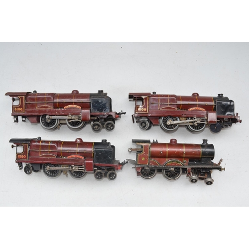 220 - Three O gauge vintage Hornby clockwork Royal Scot 4-4-2 locos and a clockwork 4-4-0 Duke Of York, no... 