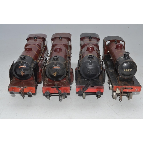 220 - Three O gauge vintage Hornby clockwork Royal Scot 4-4-2 locos and a clockwork 4-4-0 Duke Of York, no... 