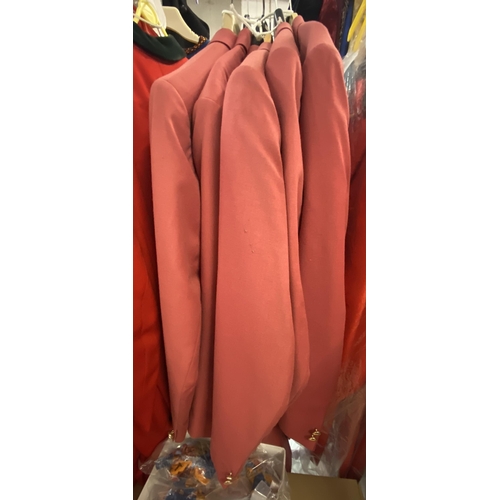 1046 - Set of matching hunting/ showman's tailcoats in salmon pink red(6)