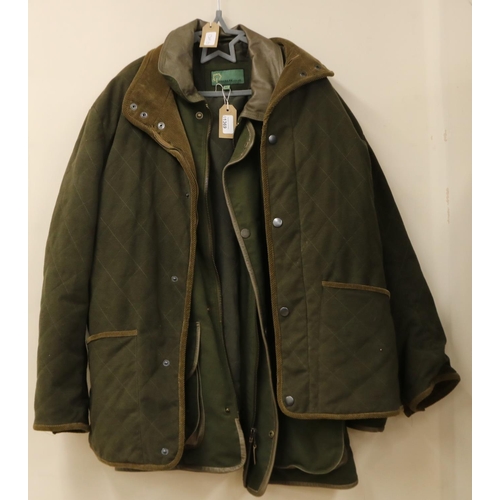 1369 - Gents Hidepark green shooting type jacket, size L and a similar green jacket, (2)