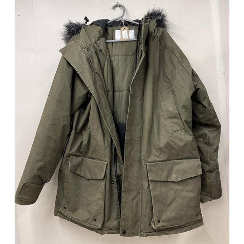 1372 - Bellfield green Parka type coat size XL and a Regatta green waterproof jacket size 20 (2)