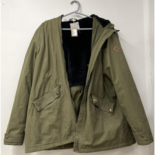 1372 - Bellfield green Parka type coat size XL and a Regatta green waterproof jacket size 20 (2)