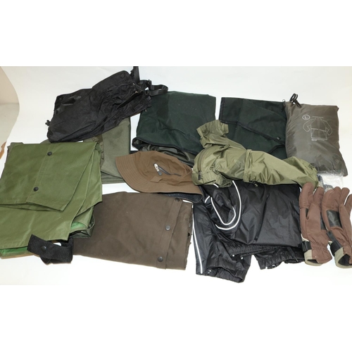 1380 - Pair of as new Philip Morris leggings, two similar pairs, two pairs of waterproof over trousers, gai... 