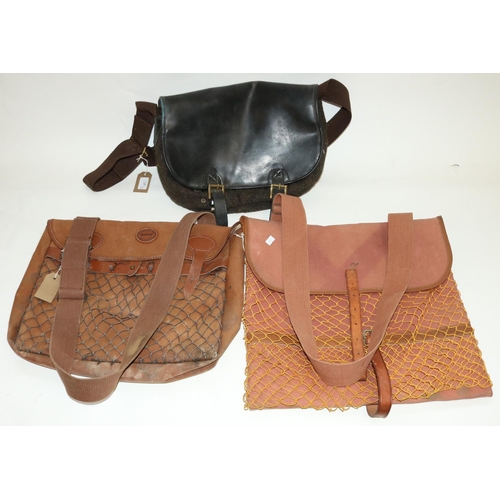 1381 - Barbour leather trimmed canvas game bag, similar Brady game bag and a part tweed game bag (3)