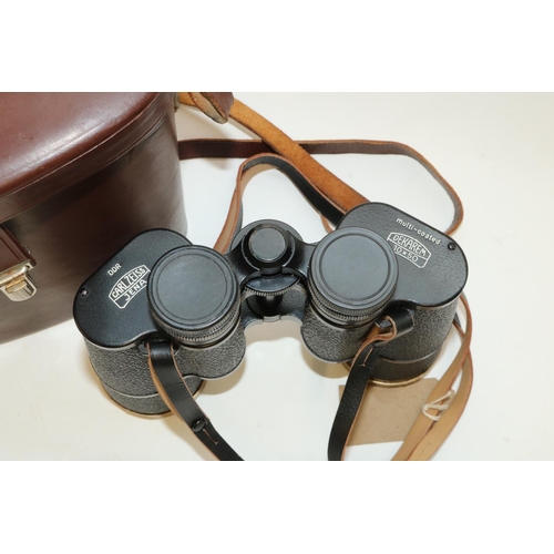 1387 - Pair of Carl Zeiss Dekarem 10x50 multi-coated binoculars, No.6798216 in brown leather case.