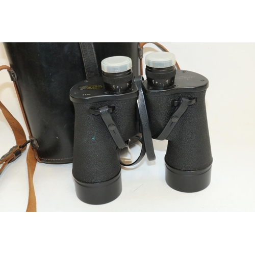 1388 - Pair of WW11 7x50 binoculars by Anchor Optical Corp, New York, N.Y. with coated lenses, in black lea... 