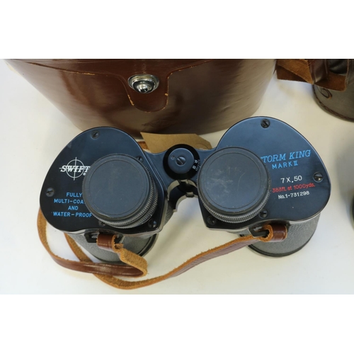 1389 - Pair of Swift Storm King Mk11 7x50 multicoated and waterproof binoculars, N0.1-731298 and a pair of ... 