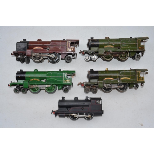 221 - Four vintage Hornby 4-4-2 O gauge clockwork train models to include Royal Scot, 2x Flying Scotsman (... 