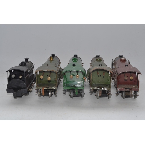 221 - Four vintage Hornby 4-4-2 O gauge clockwork train models to include Royal Scot, 2x Flying Scotsman (... 