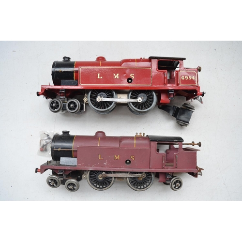 228 - Two vintage Hornby O gauge 4-4-2 tank engines in LMS livery including engine no 6954 (detached rear ... 