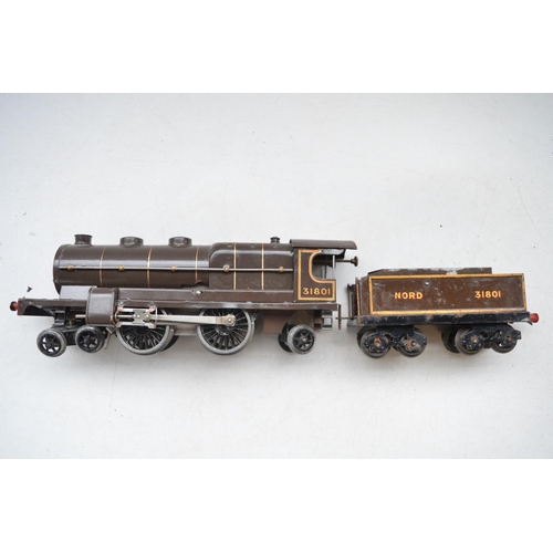 232 - Hornby O gauge clockwork No3C Nord 4-4-2  31801 with tender, no key