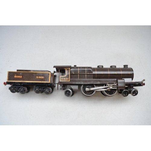 232 - Hornby O gauge clockwork No3C Nord 4-4-2  31801 with tender, no key