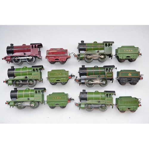 236 - Six Hornby O gauge clockwork 0-4-0 Type 51 and 501 engines with tenders