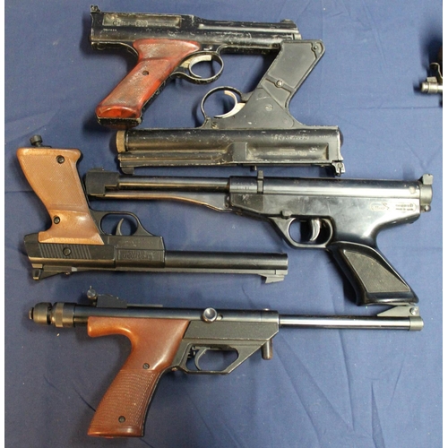 1338 - Collection of 5 pistols including Crossman Arms Co. 600 semi automatic, another spare or repair, Gam... 