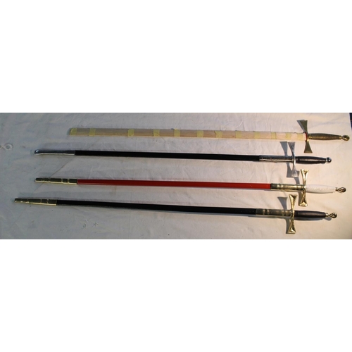 826 - Four Masonic style decorative swords