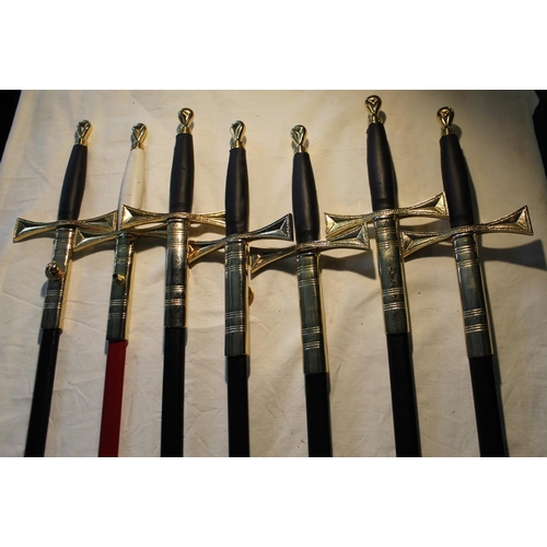 827 - Seven Masonic style decorative swords