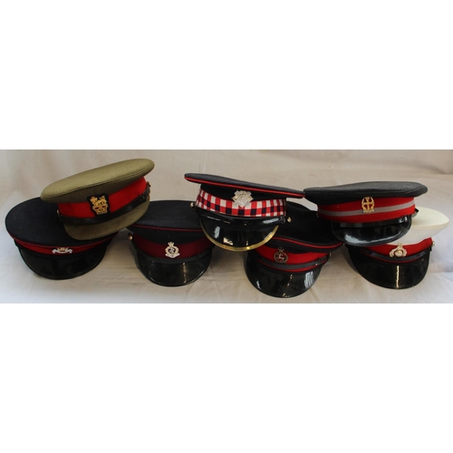 839 - Collection of military caps with individual cap badges of various regiments including Medical corps,... 