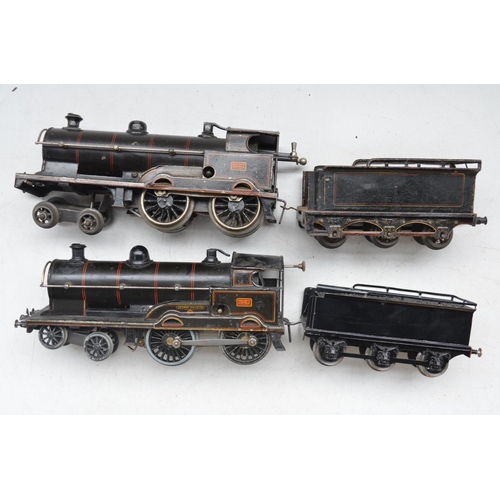 222 - Two Bing O gauge clockwork 4-4-0 2663 George The Fifth locos with tenders, no keys