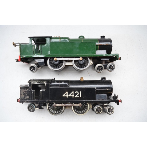 227 - Two vintage Hornby 4-4-2 O gauge clockwork tank engines, 4421 repainted gloss black and another repa... 