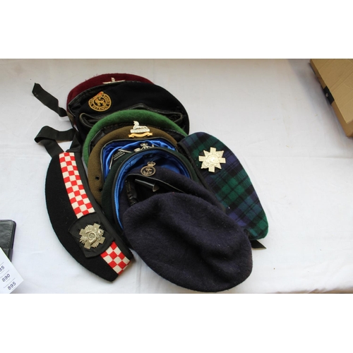 847 - Collection of military berets including Parachute Regiment, Royal Navy, Civil Defence Corps, etc (9)