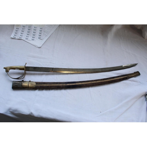 871 - Reproduction Indian made sabre in original velvet covered scabbard