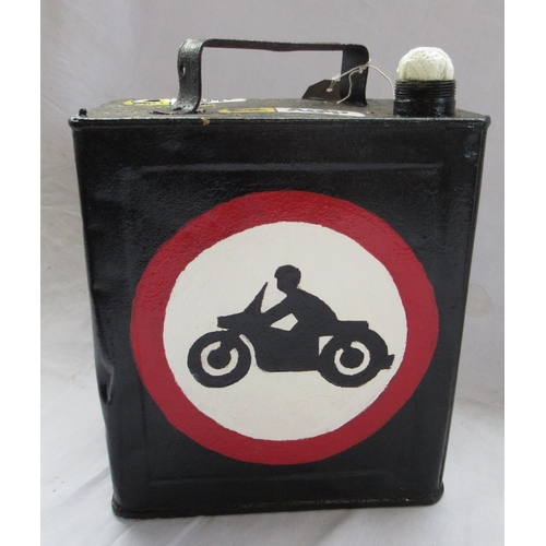 510 - Vintage fuel can, black painted and with Agip decals, H35cm