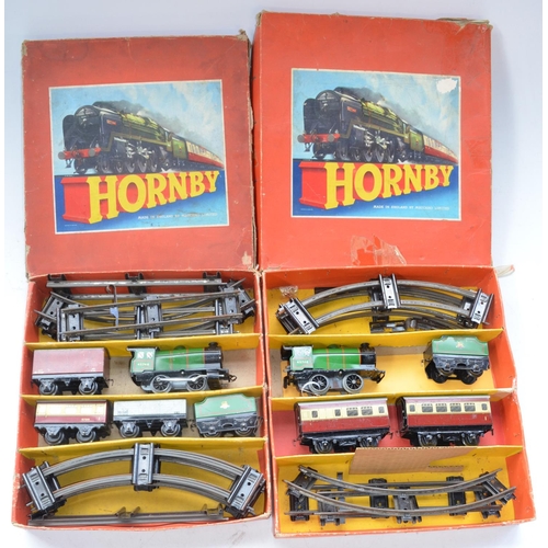 327 - Two boxed Hornby O gauge clockwork train sets (21 and 31), passenger and goods, both with 0-4-0 4574... 