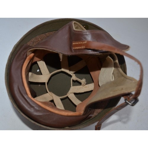 715 - WW2 British despatch riders helmet with leather liner stamped BMB 1944 (size 6 3/4)