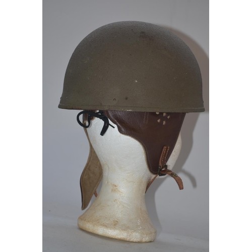 715 - WW2 British despatch riders helmet with leather liner stamped BMB 1944 (size 6 3/4)