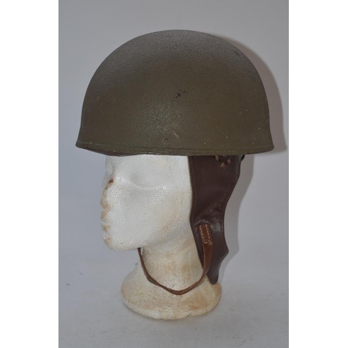 715 - WW2 British despatch riders helmet with leather liner stamped BMB 1944 (size 6 3/4)