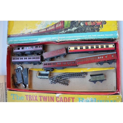 341 - OO gauge 3 rail electric Trix Twin Cadet Railway set with 0-4-0 BR black tank engine, a collection o... 