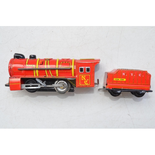 345 - Collection of toy train models in various gauges to include 2 homemade O gauge wood passenger coache... 