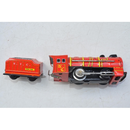 345 - Collection of toy train models in various gauges to include 2 homemade O gauge wood passenger coache... 