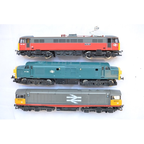 362 - Three Hornby OO gauge electric diesel locomotive models: R250 BR Class 58 Co-Co, R402 BR Class 37, R... 