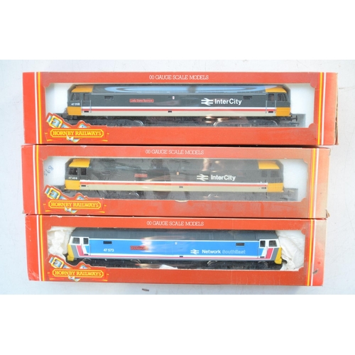 364 - Three Hornby OO gauge electric train models: R802 BR Class 47 Lady Diana Spencer (name plaque applie... 