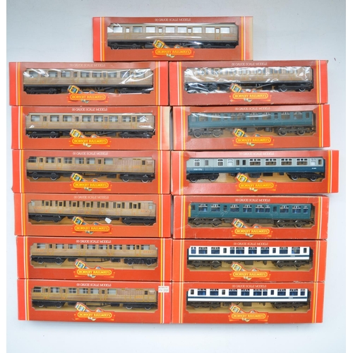 396 - Thirteen boxed Hornby OO gauge passenger coaches to include 8x LNER Varnished Teak coaches (models m... 