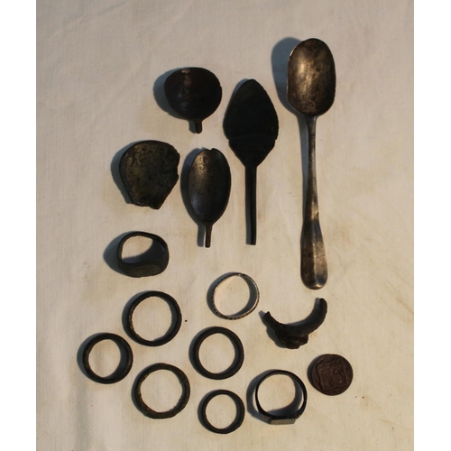 892 - Metal Detector Artefacts - Collection of Roman spoons, c. Georgian teaspoon with rat tail and initia... 