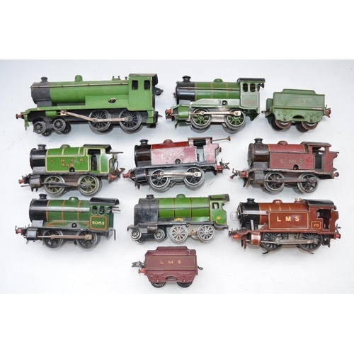 239 - Collection of vintage O gauge steam train models, mostly Hornby to incl. 7 clockwork models and 1 ea... 