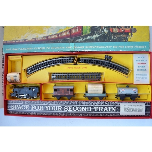 341 - OO gauge 3 rail electric Trix Twin Cadet Railway set with 0-4-0 BR black tank engine, a collection o... 