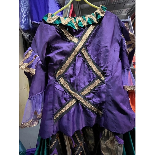 1177A - Pantomime dame 'walk down'/finale dress - green and purple mediaeval style dress