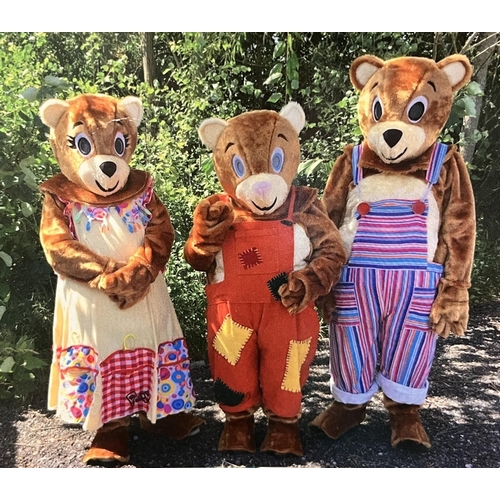 609 - Adult bear fancy dress/ pantomime costumes; Mummy, Daddy and baby bear, overall height 56.5 inches m... 