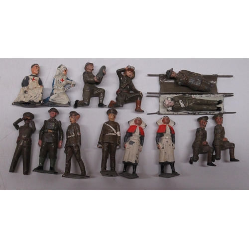 408 - W. Britain, Britains and other military figures incl. nurses (4) stretchers (2) bearers (2) casualty... 